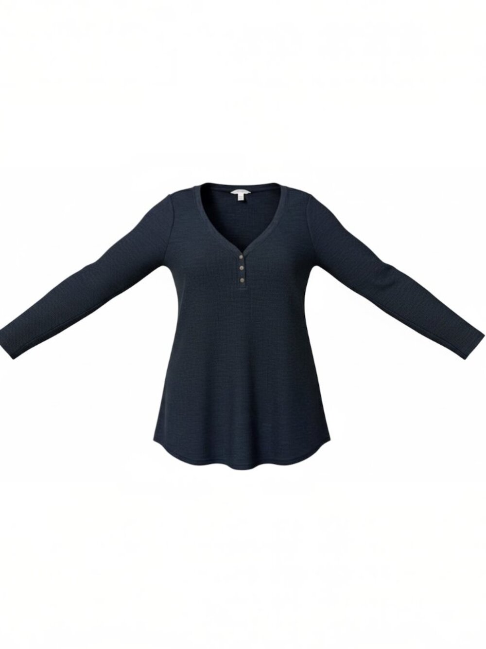 Terra & Sky Black Long Sleeve Womens Waffle Knit V-Neck Top Shirt Sz 2X (20-22W)